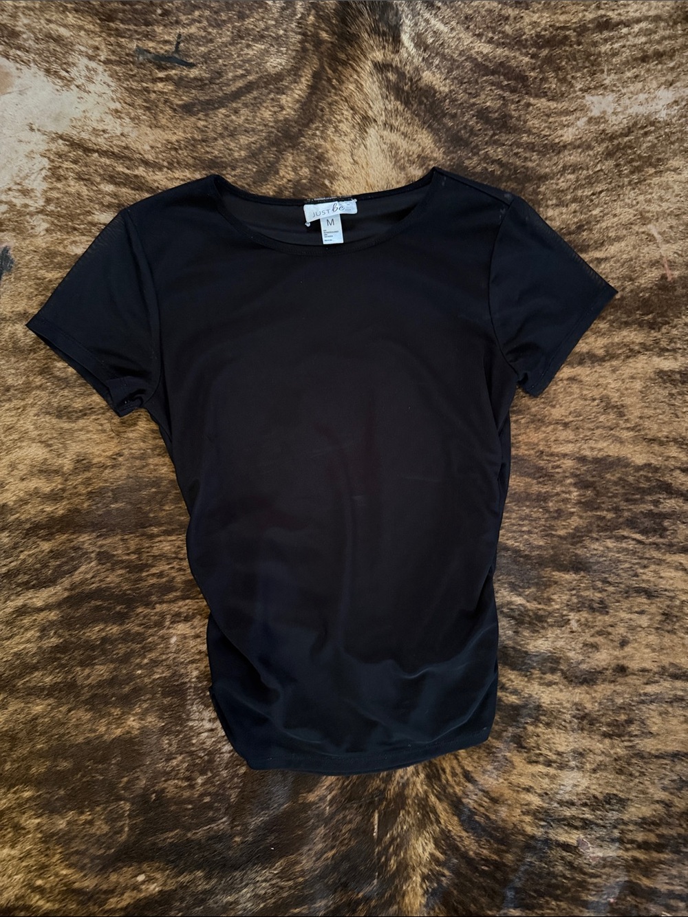 just be Black Short Sleeve Crew Neck Tee